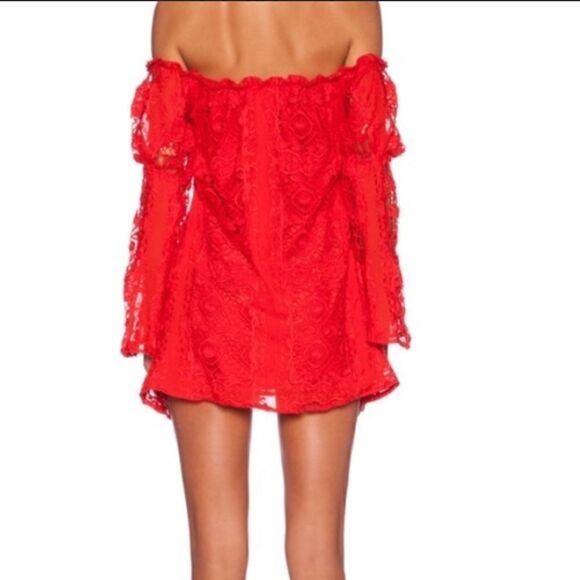 For Love & Lemons Garden Rose Dress in Hot Red - Picture 4 of 9
